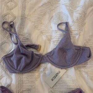 Montce Lilac Sparkle Dainty Bikini Top NWT Size S